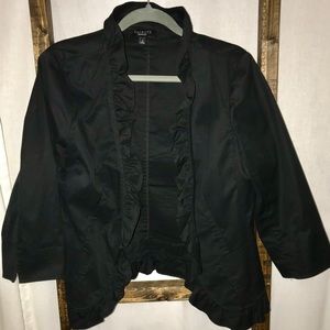 Talbot’s black ruffle heavy cotton jacket